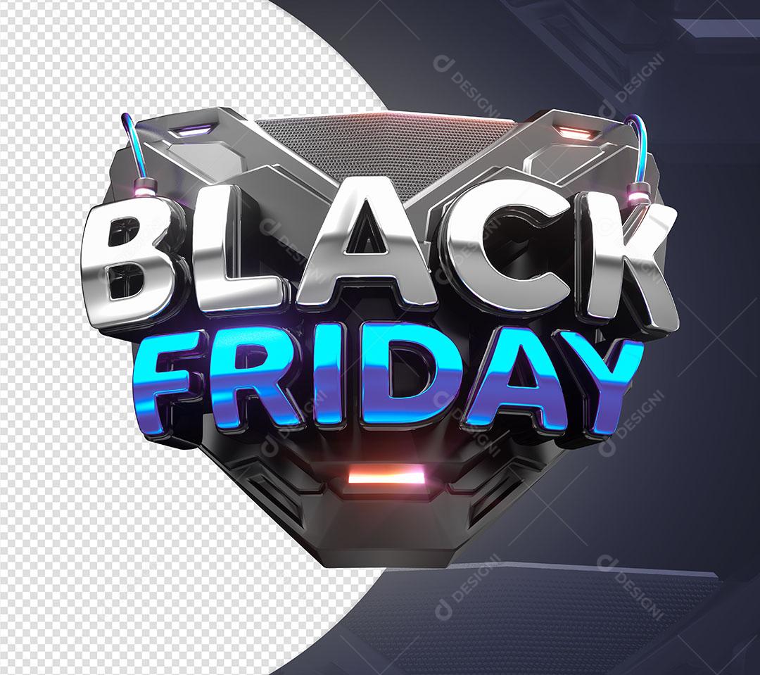 Black Friday Selo 3D Azul Para Composição PSD