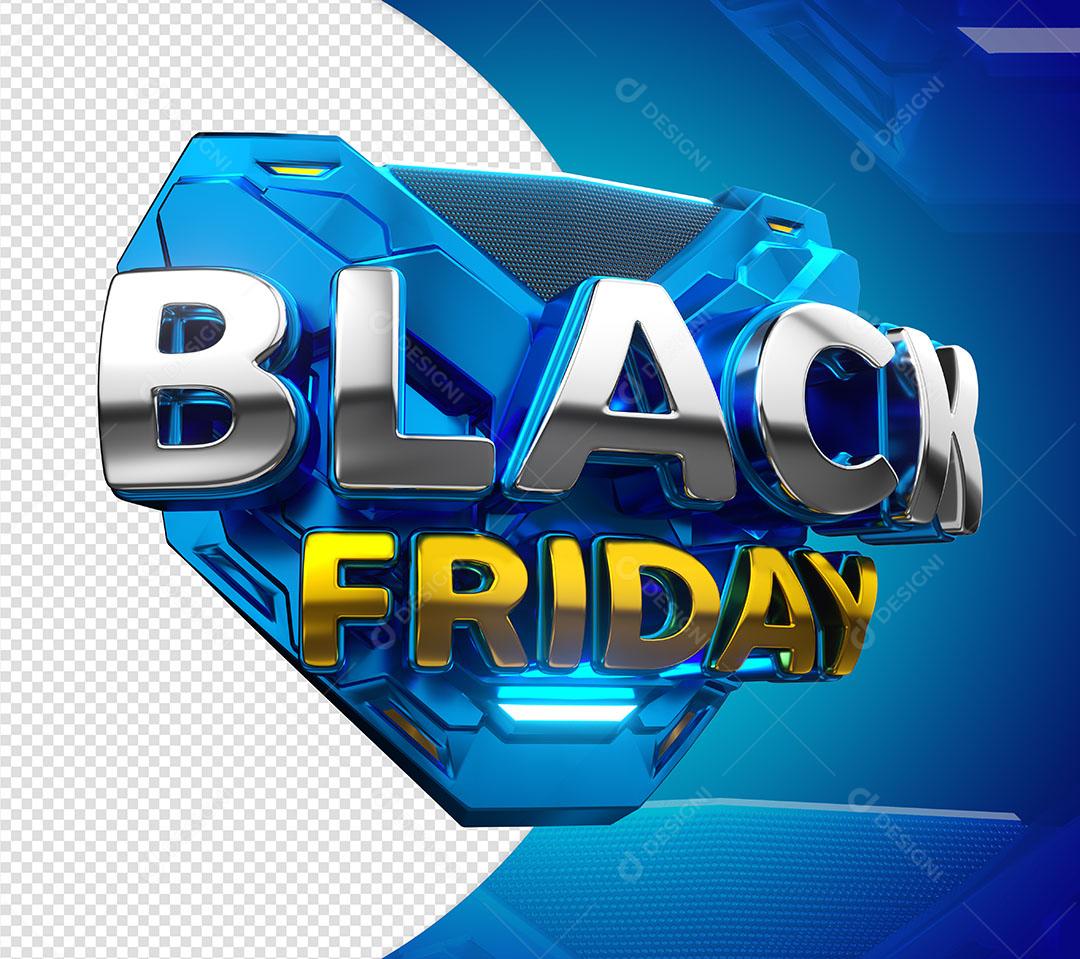Balck Friday Selo 3D Azul Para Composição PSD
