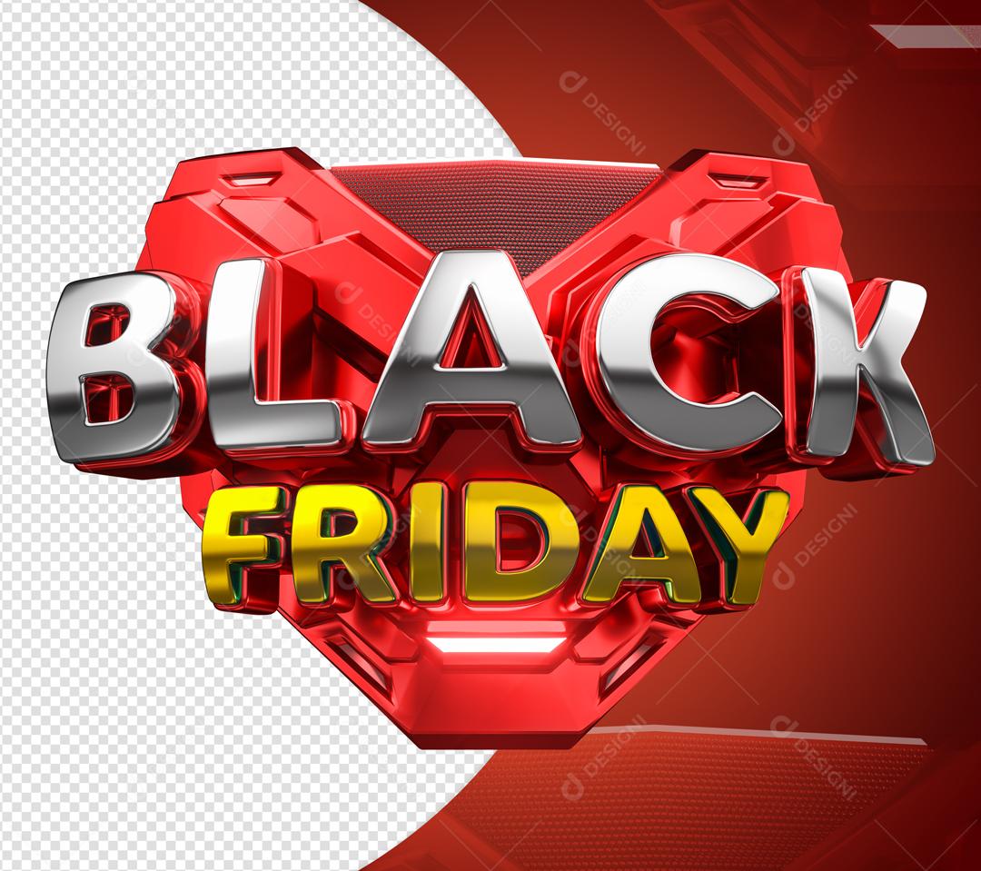 Balck Friday Selo 3D Vermelho Para Composição PSD