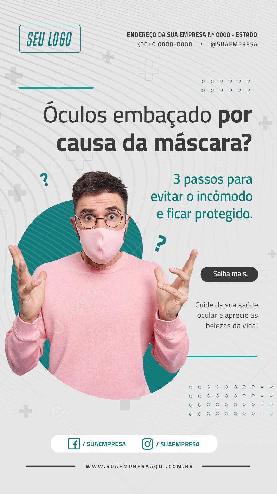 Story Óculos Embaçado Por Causa Da Mascara Social Media PSD Editável