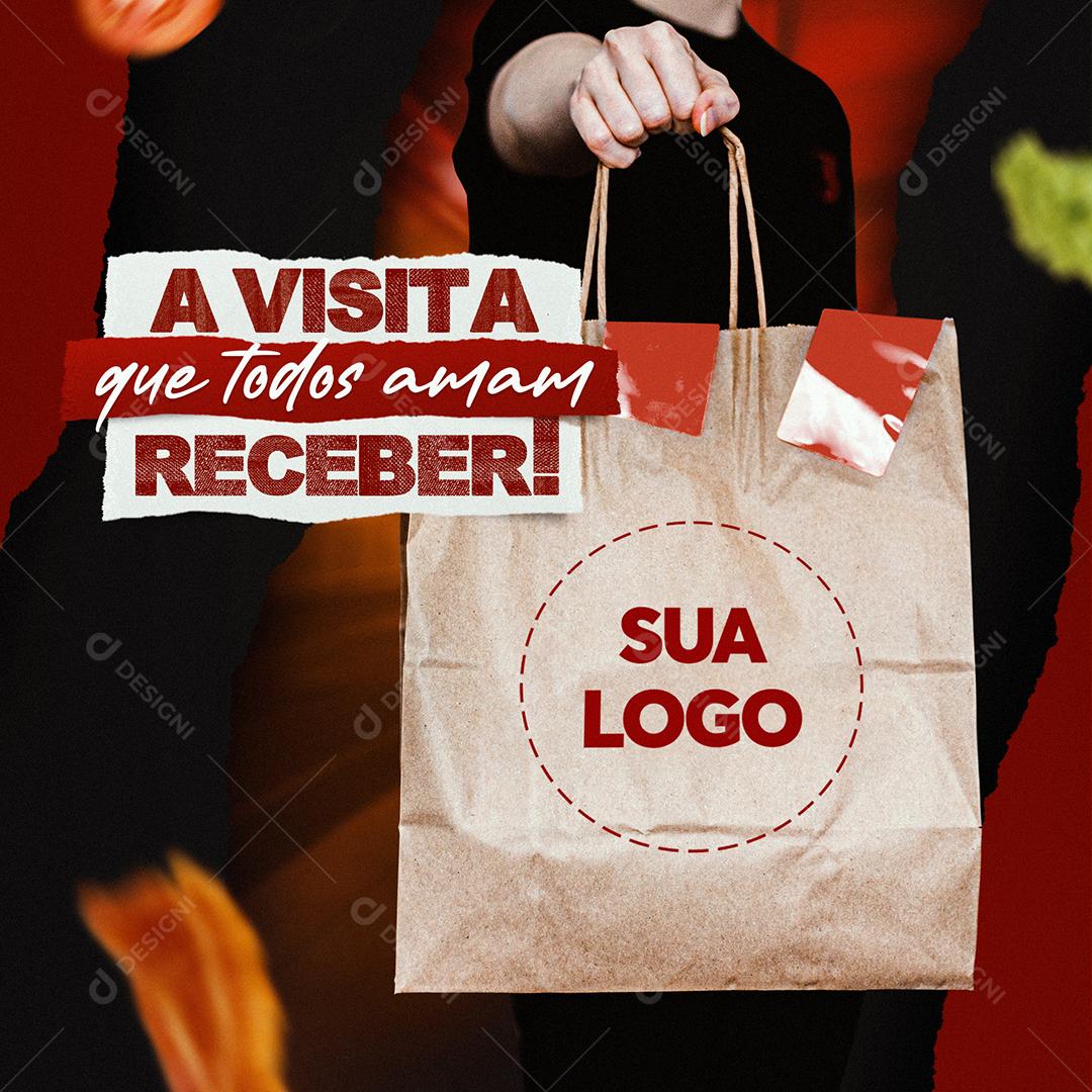 Post Feed A Visita Que Todos Amam Receber Social Media PSD Editável