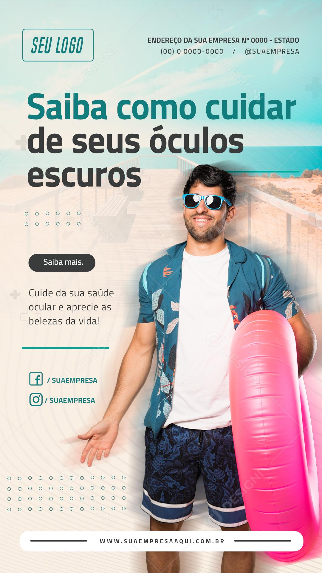 Story Saiba Como Cuidar De Seus Óculos Escuros Social Media PSD Editável