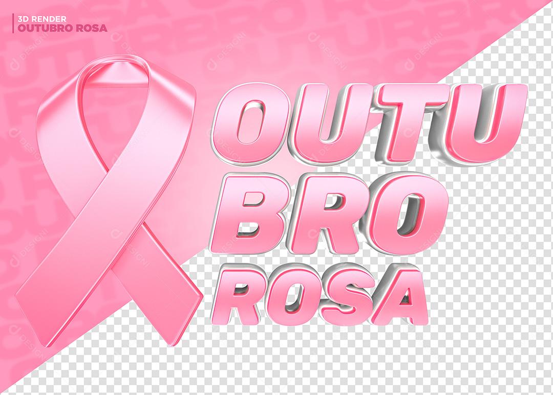 Selo 3D para Composição Outubro Rosa 3D PNG Transparente Sem Fundo