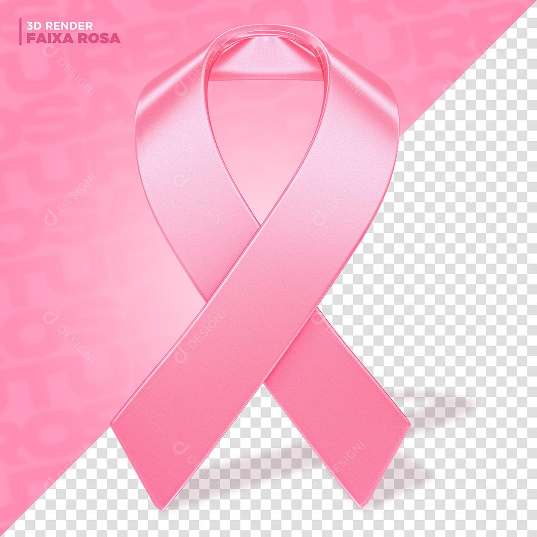 Elemento 3D para Composição Laço 3D Outubro Rosa PNG Transparente Sem Fundo