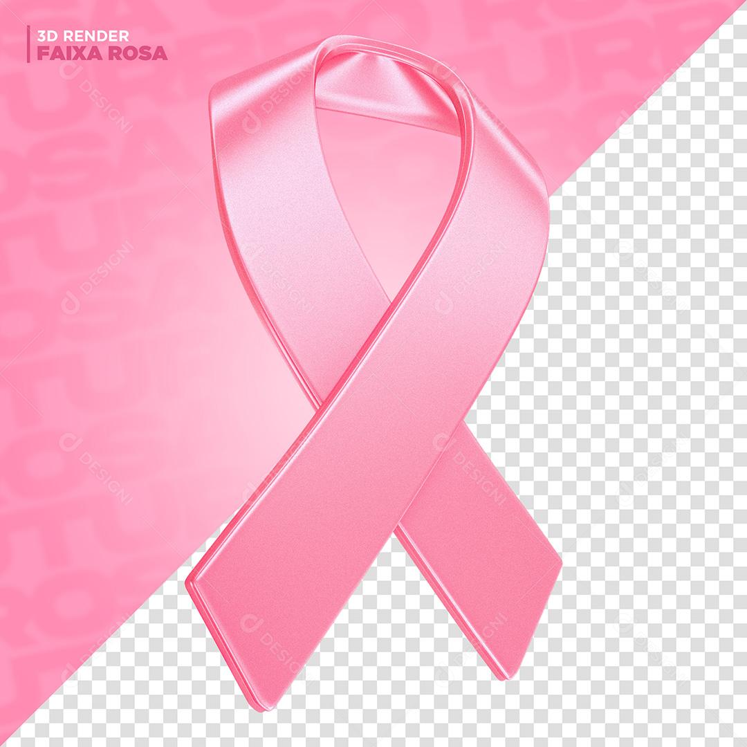 Elemento 3D para Composição Laço 3D Outubro Rosa PNG Transparente Sem Fundo