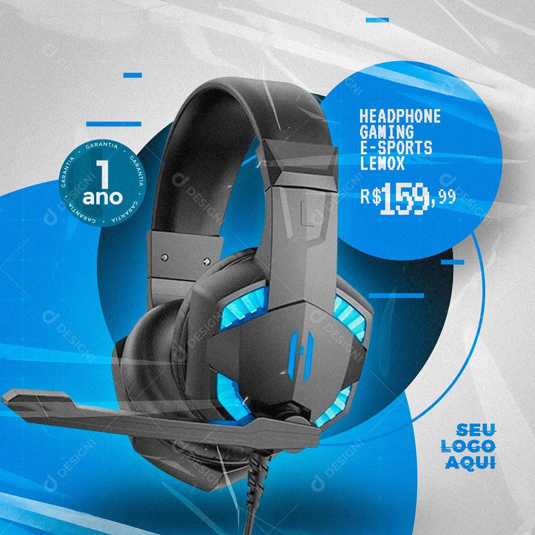 Post Feed Loja Headphone Gaming Social Media PSD Editável