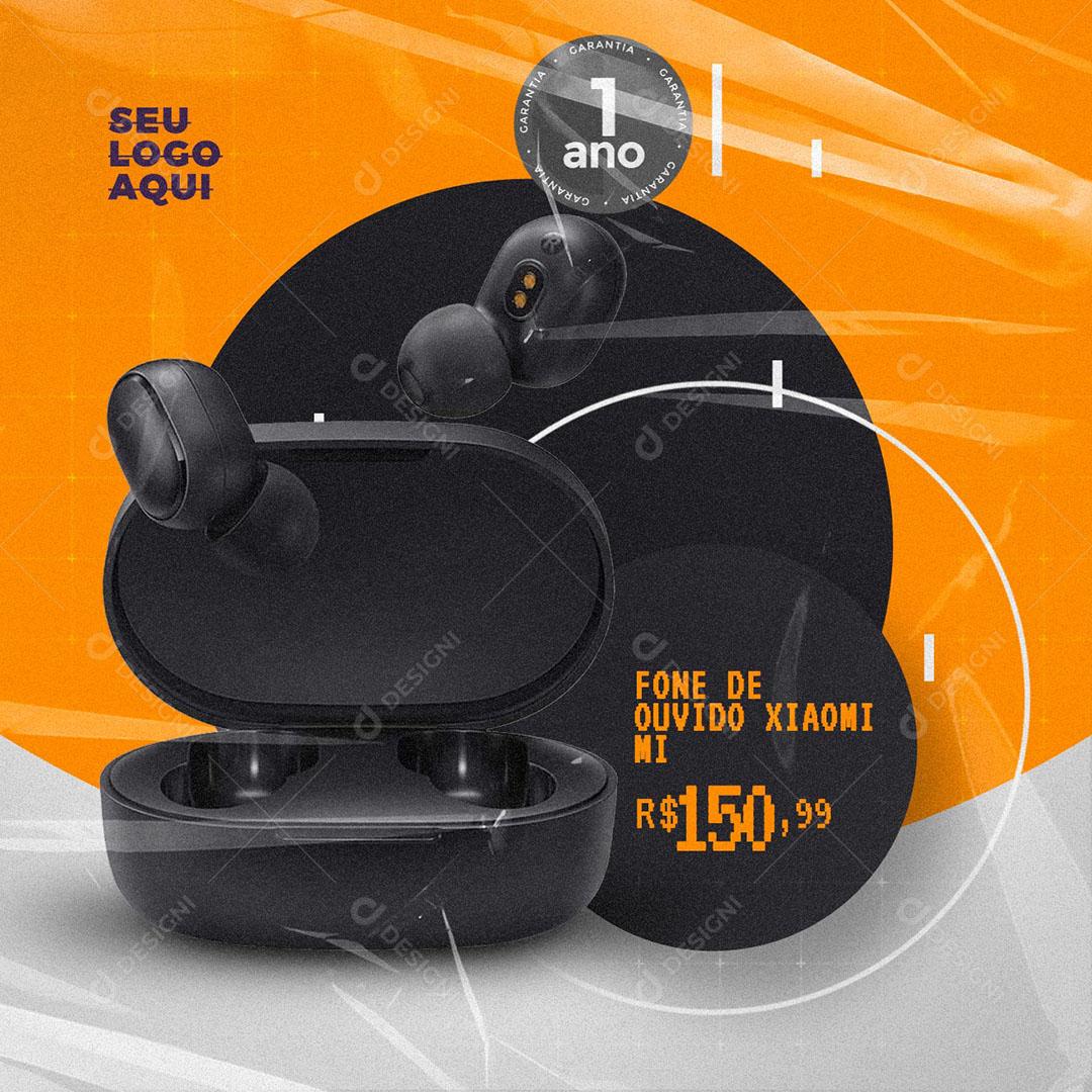 Post Feed Loja Produto Fone de Ouvido Xiaomi Social Media PSD Editável