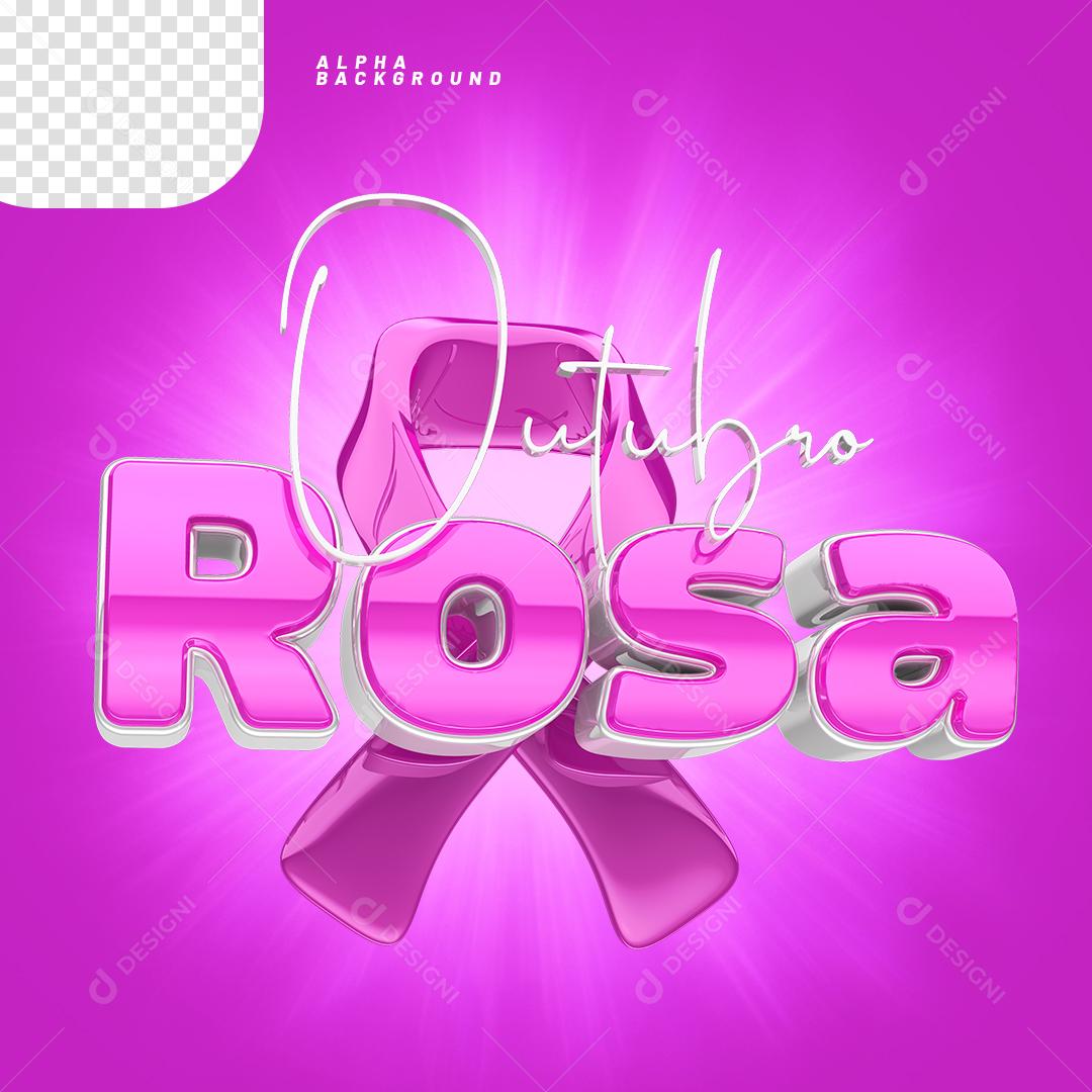 Outubro Rosa Selo 3D Para Composição PNG Transparente