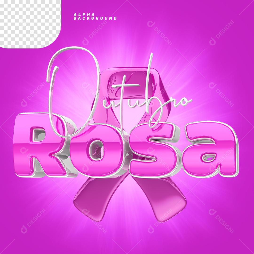 Outubro Rosa Selo 3D Para Composição PNG Transparente