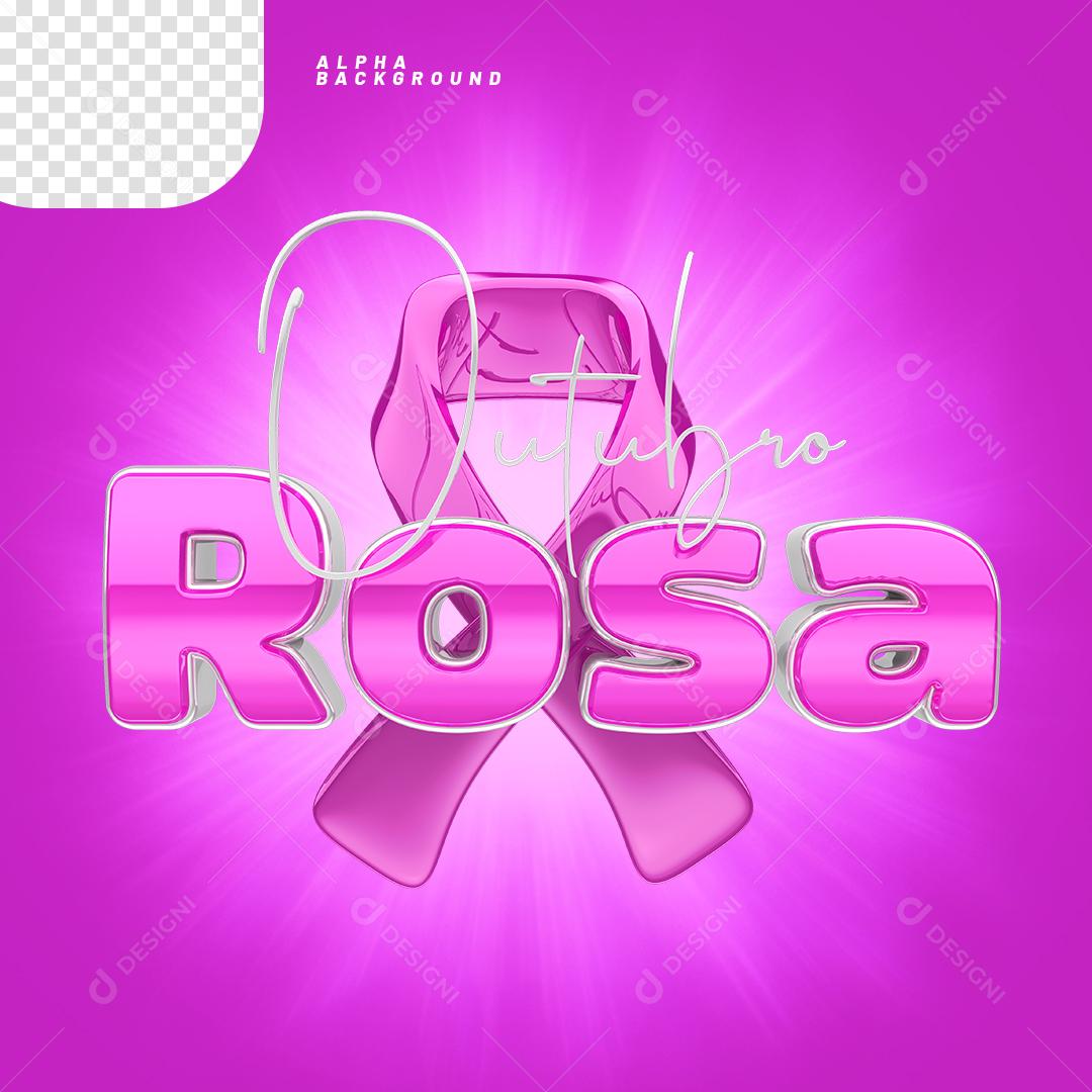 Outubro Rosa Selo 3D Para Composição PNG Transparente