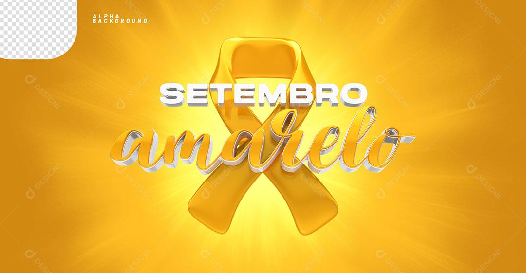 Setembro Amarelo Selo 3D Para Composição PNG Transparente