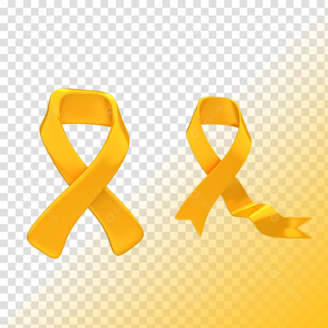 Laços Amarelos Elementos 3D Para Composição PNG Transparente
