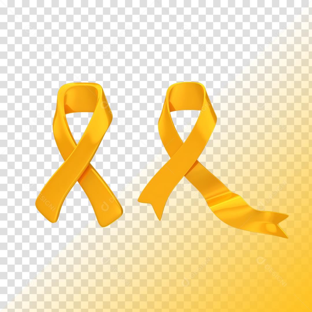 Laços Amarelos Elementos 3D Para Composição PNG Transparente