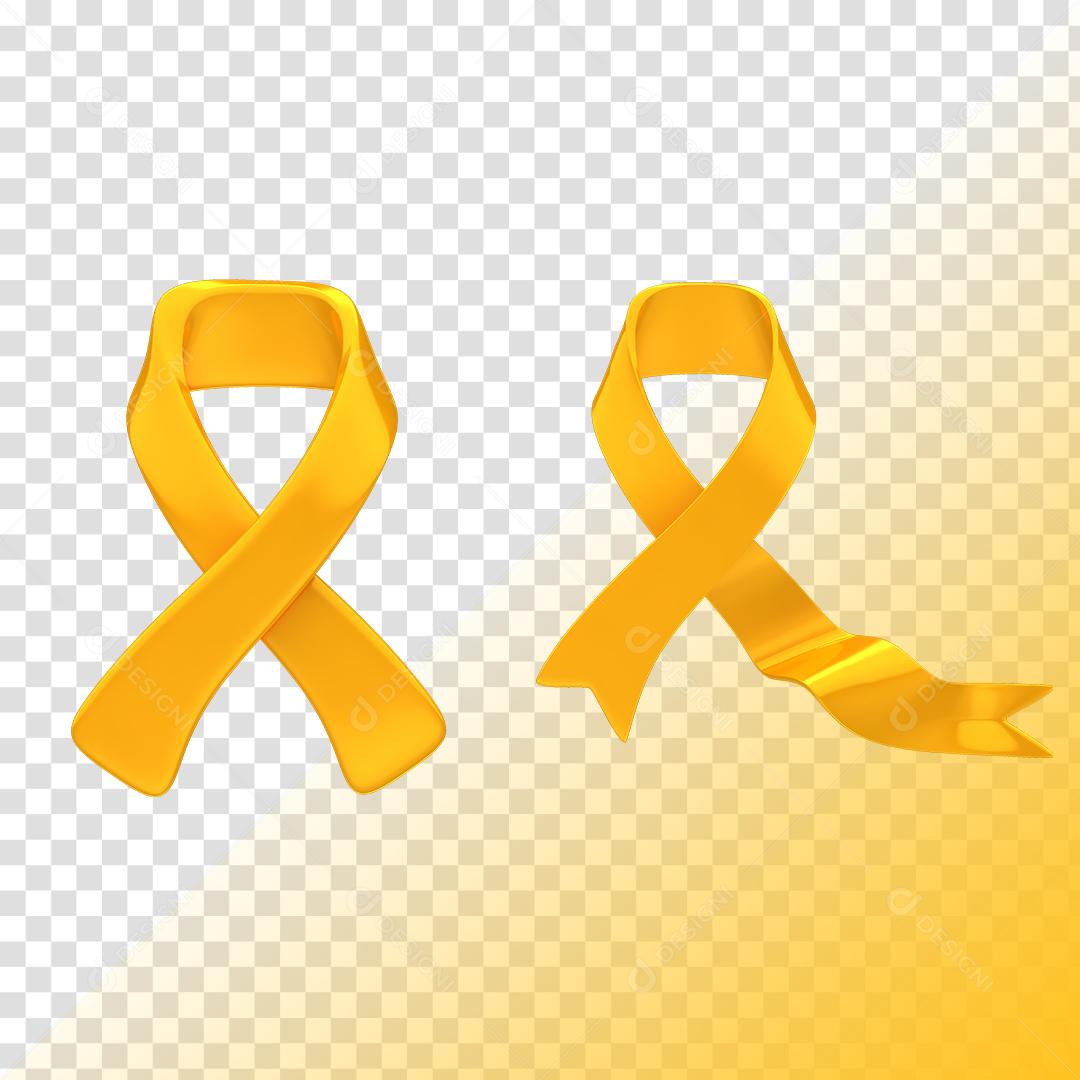 Laços Amarelos Elementos 3D Para Composição PNG Transparente
