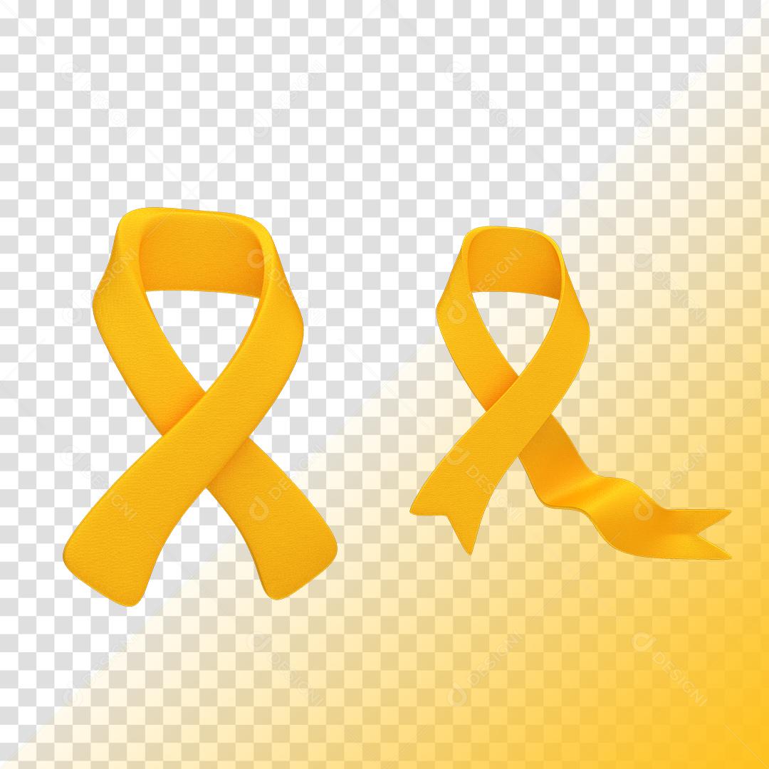 Laços Amarelos Elementos 3D Para Composição PNG Transparente