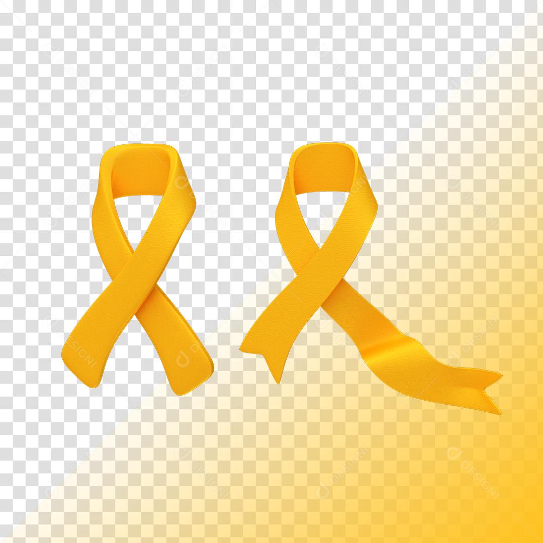 Laços Amarelos Elementos 3D Para Composição PNG Transparente