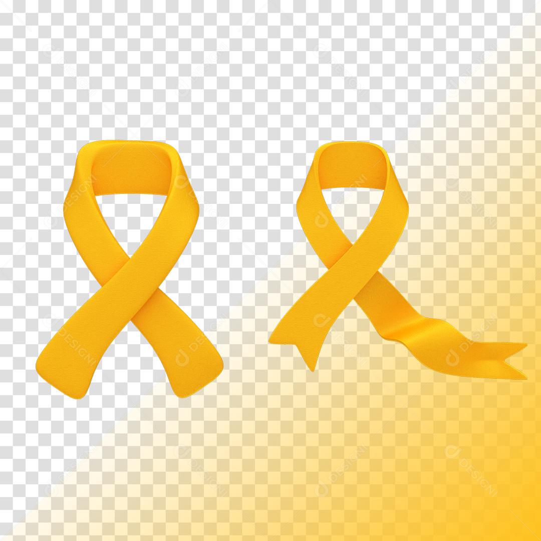 Laços Amarelos Elementos 3D Para Composição PNG Transparente