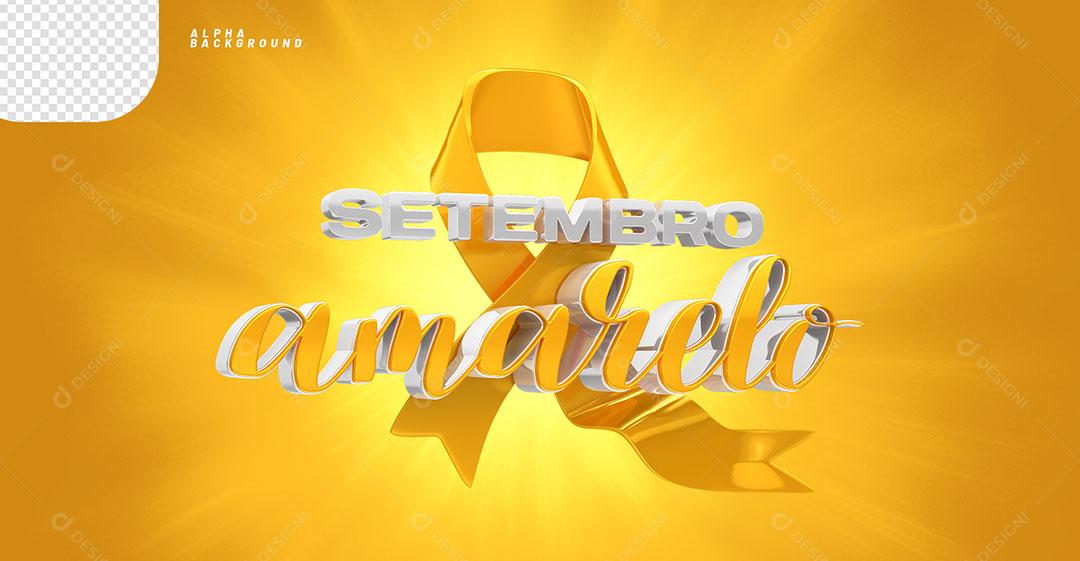 Setembro Amarelo Selo 3D Para Composição PNG Transparente