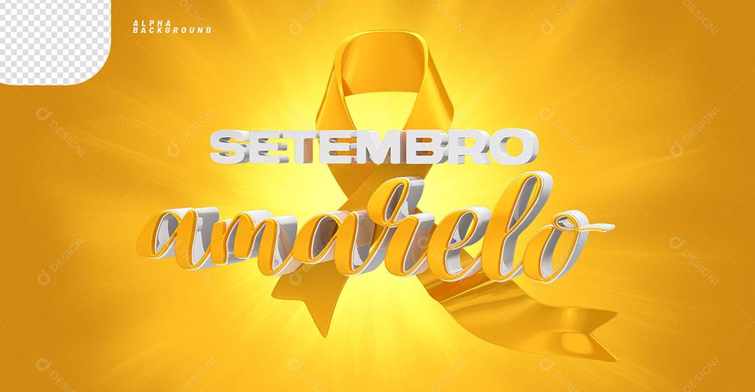 Setembro Amarelo Selo 3D Para Composição PNG Transparente
