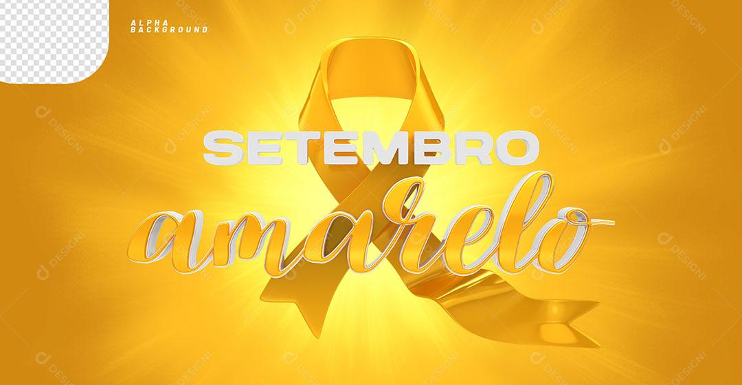 Setembro Amarelo Selo 3D Para Composição PNG Transparente