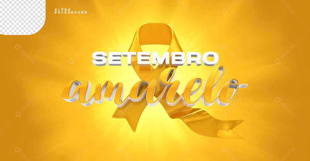 Setembro Amarelo Selo 3D Para Composição PNG Transparente