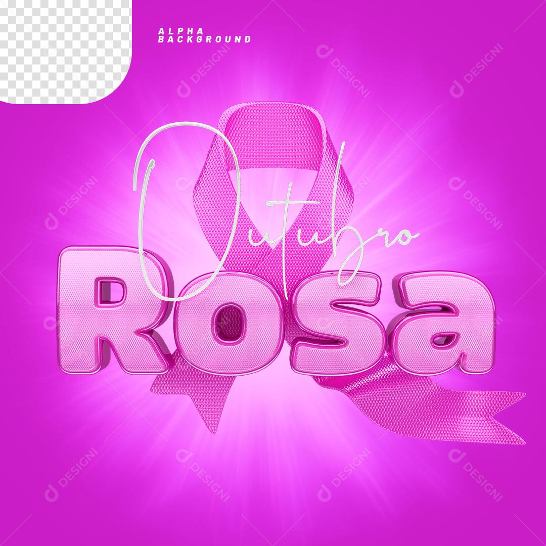 Outubro Rosa Selo 3D Para Composição PNG Transparente