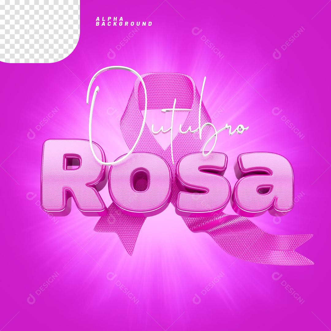 Outubro Rosa Selo 3D Para Composição PNG Transparente