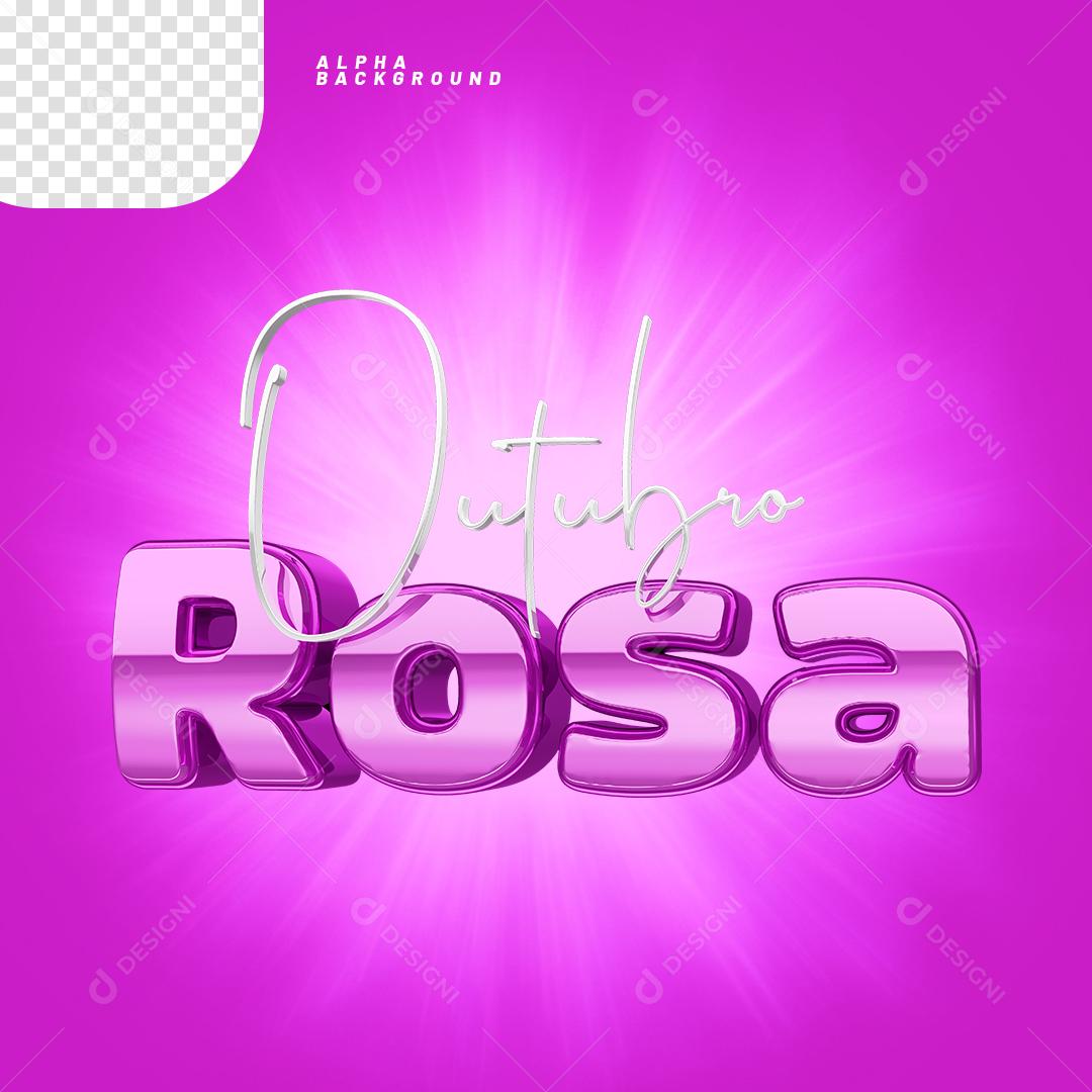 Outubro Rosa Texto 3D Para Composição PNG Transparente