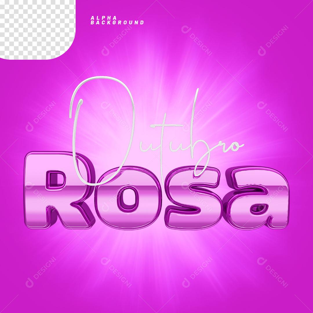 Outubro Rosa Texto 3D Para Composição PNG Transparente