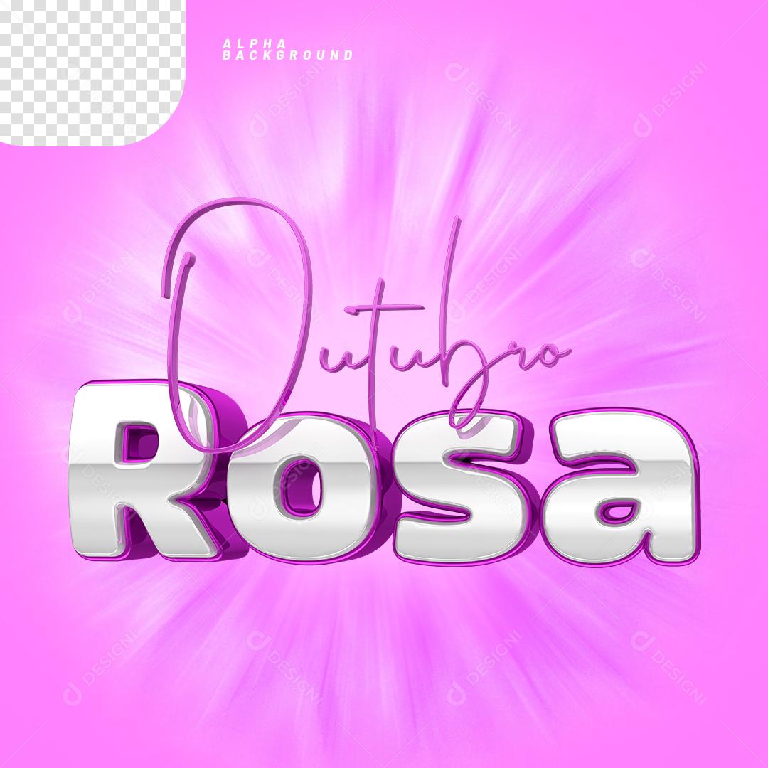 Outubro Rosa Texto 3D Para Composição PNG Transparente