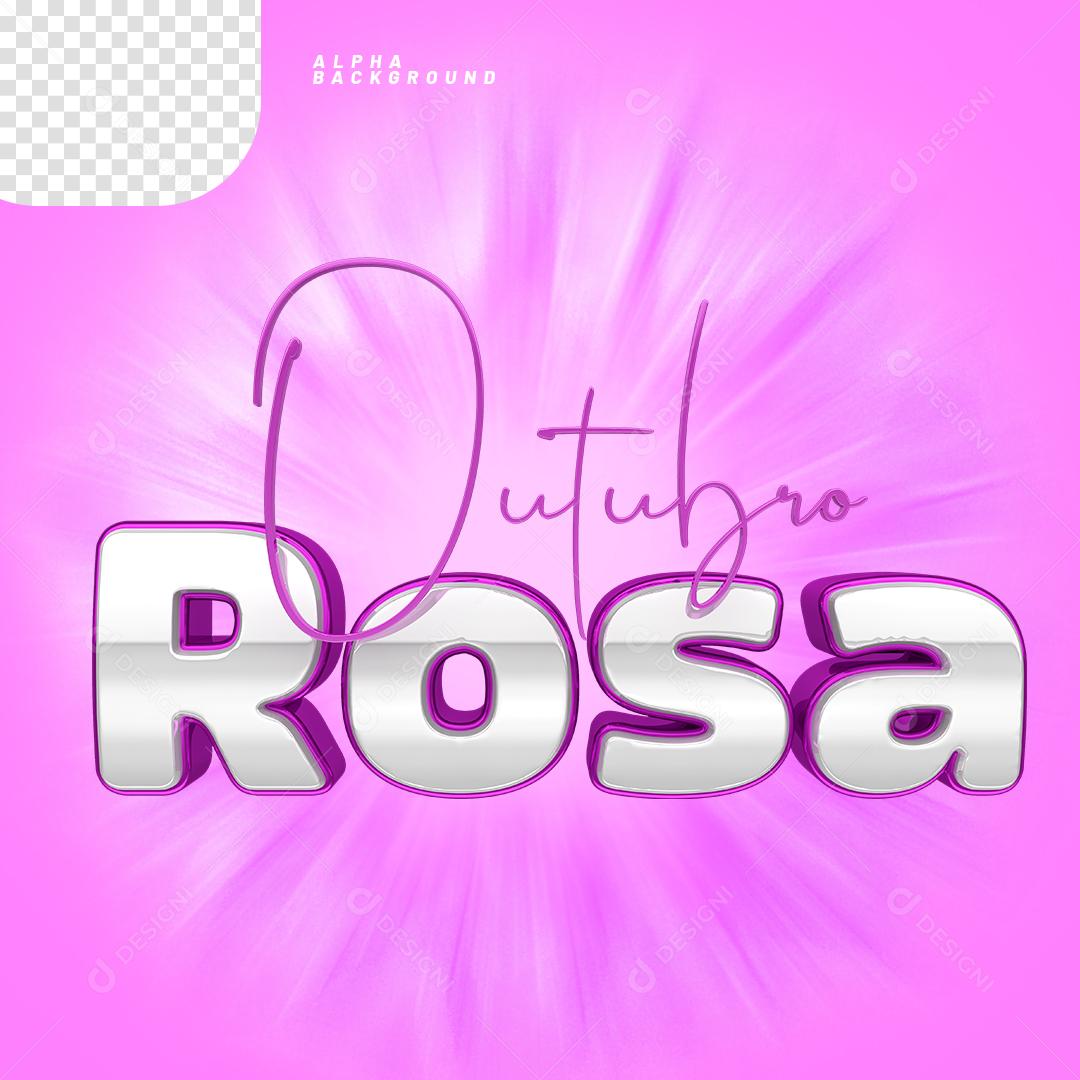 Outubro Rosa Texto 3D Para Composição PNG Transparente