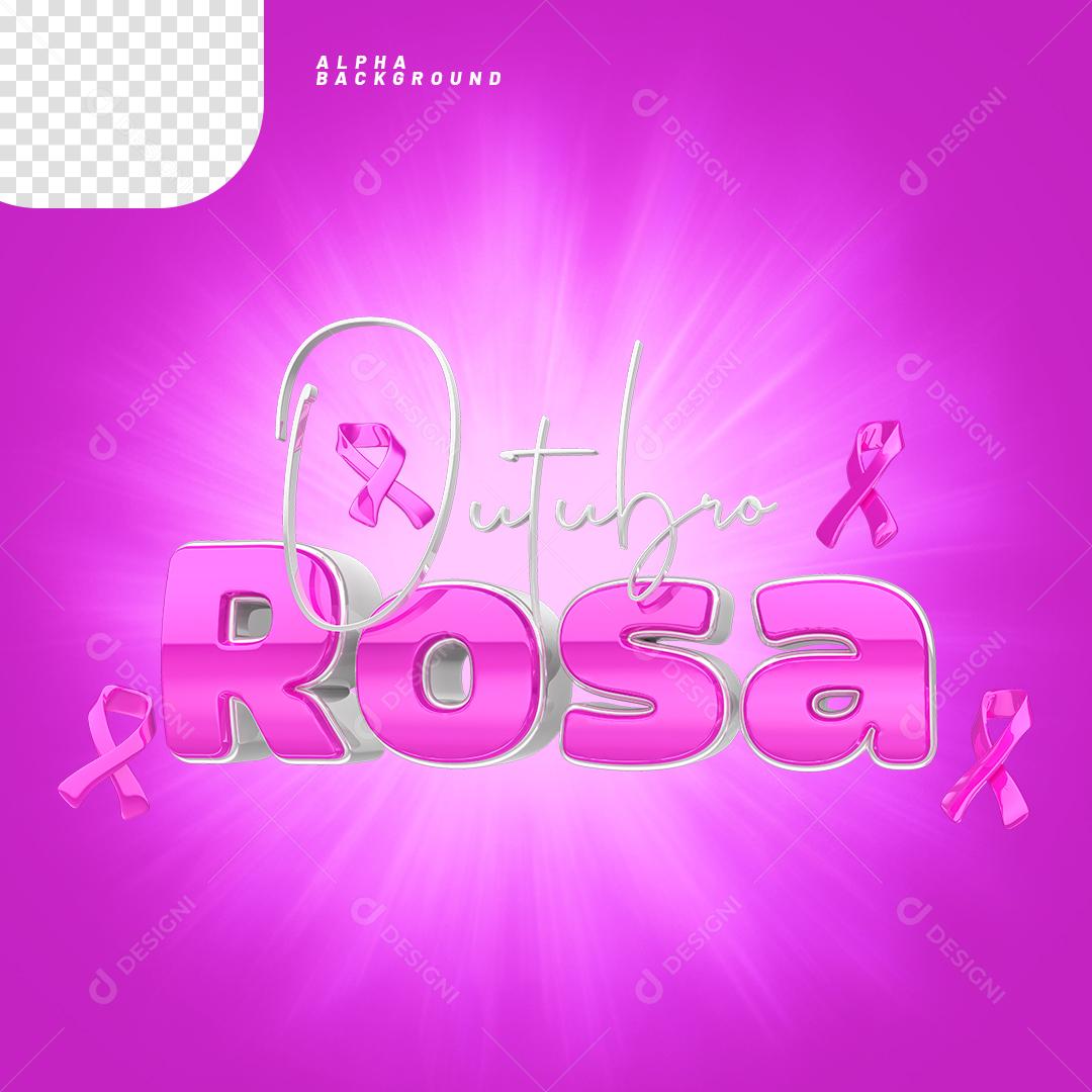 Outubro Rosa Elemento 3D Para Composição PNG Transparente