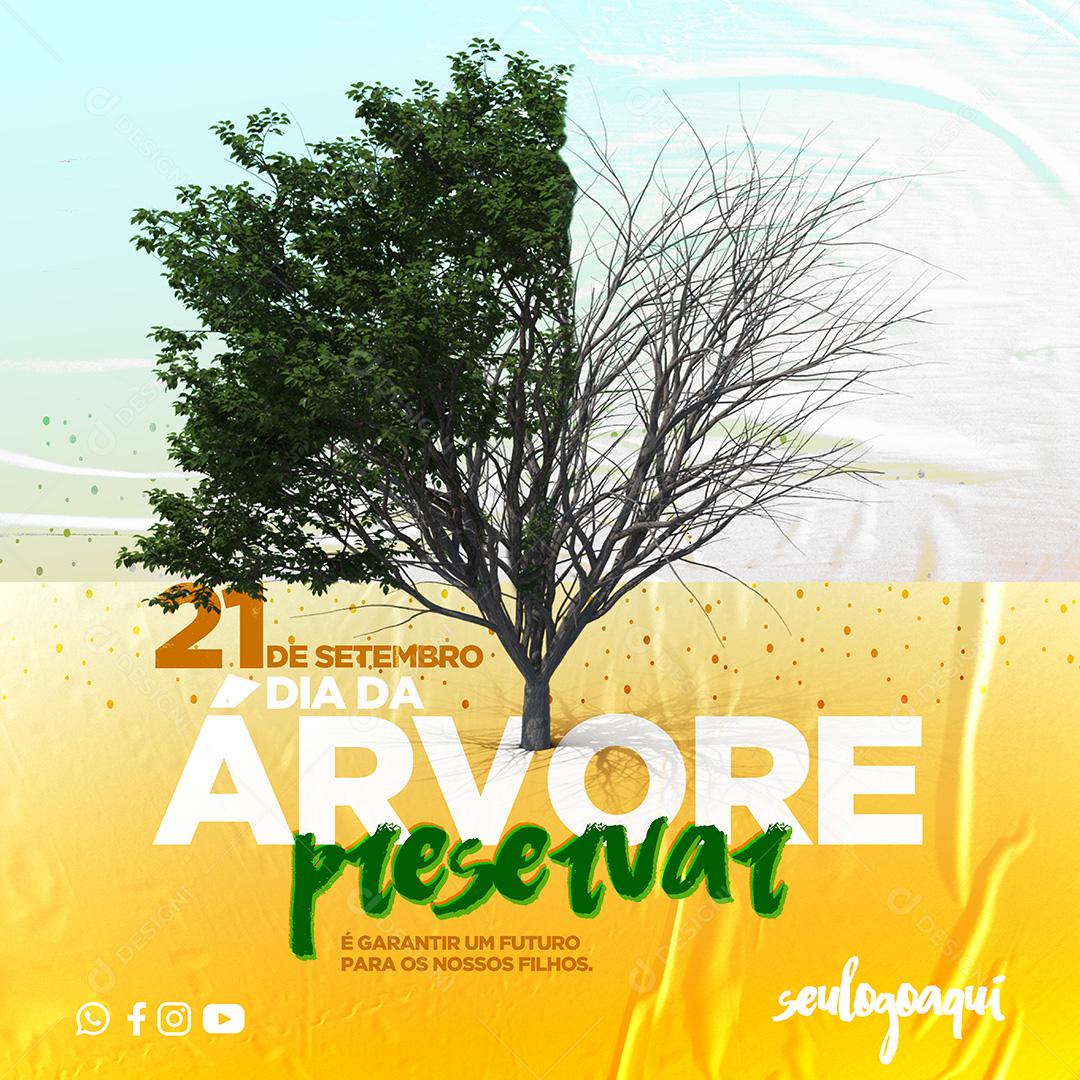 Dia da Árvore 21 de Setembro Preservar Social Media PSD Editável