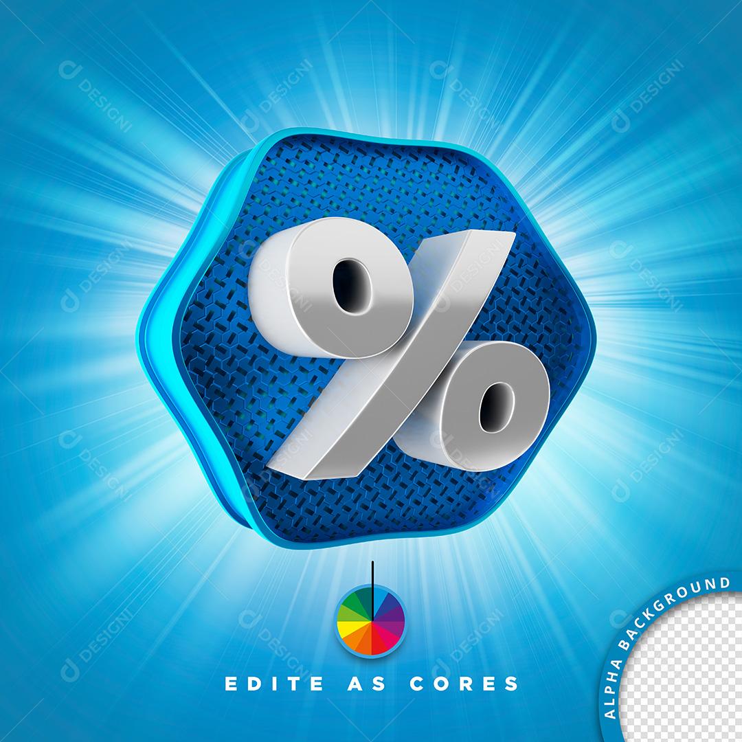 Elemento 3D para Composição Ícone Porcentagem PSD Cores Editáveis