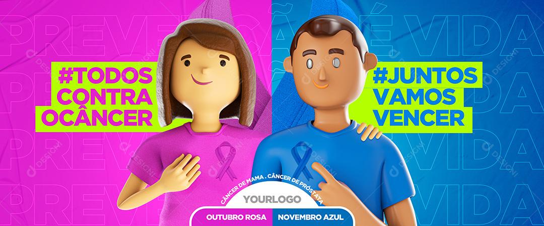 Todos Contra O Câncer de Mama e Próstata Social Media PSD Editável
