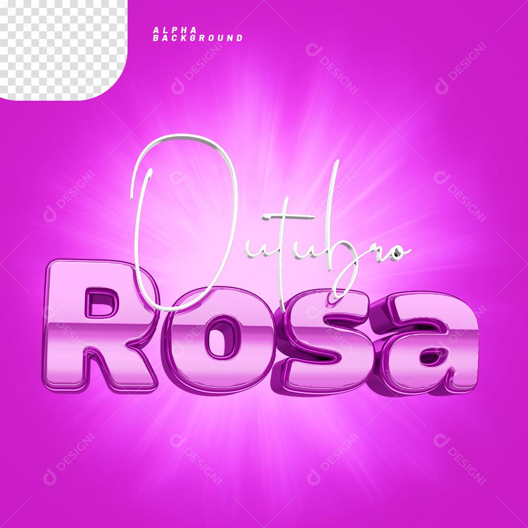 Texto 3D para Composição Outubro Rosa PNG Transparente Sem Fundo