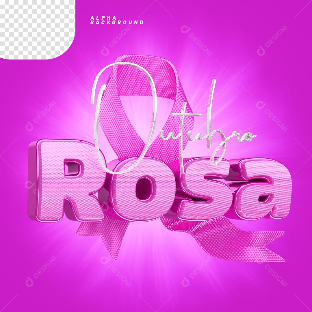 Elemento 3D para Composição Outubro Rosa PNG Transparente Sem Fundo