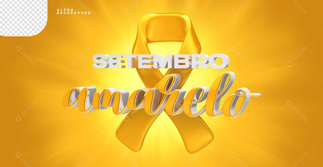 Elemento 3D para Composição Setembro Amarelo PNG Transparente Sem Fundo