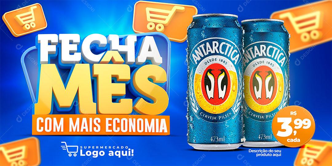 Post Banner Fecha Mês Com Mais Economia Produtos Cerveja Social Media PSD Editável