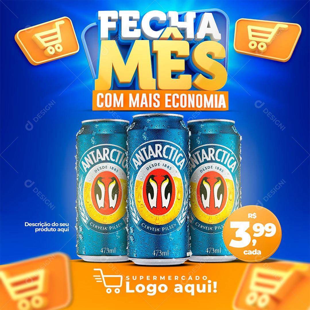 Post Feed Fecha Mês Com Mais Economia Produtos Cerveja Social Media PSD Editável