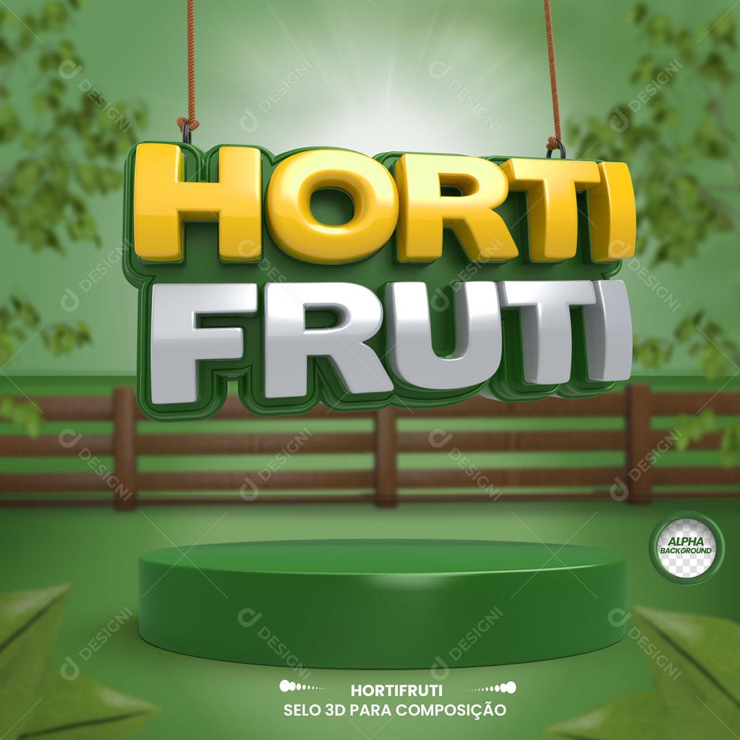 Hortifruti Selo 3D Pódio Para Composição PSD Editável