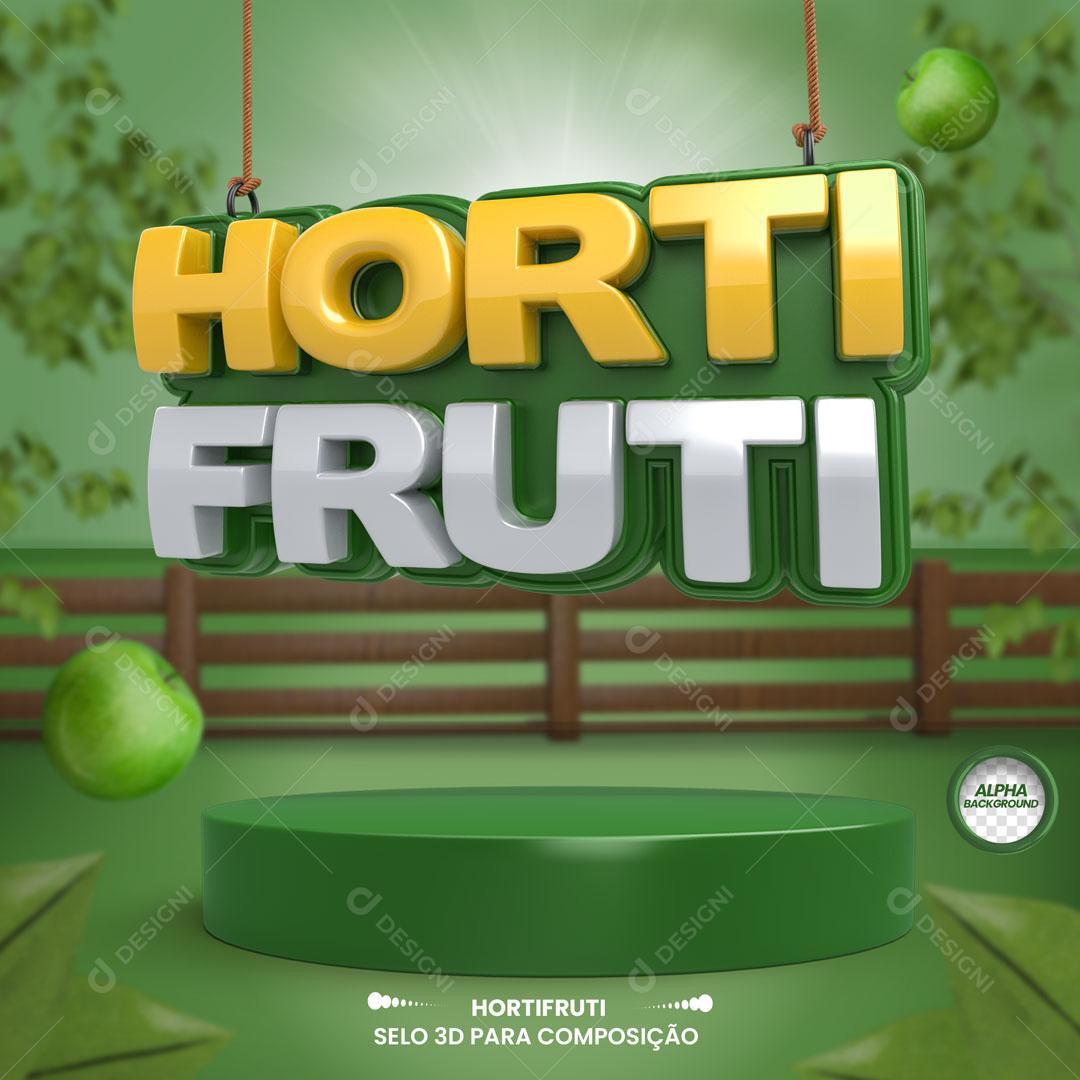 Hortifruti Selo 3D Pódio Para Composição PSD Editável