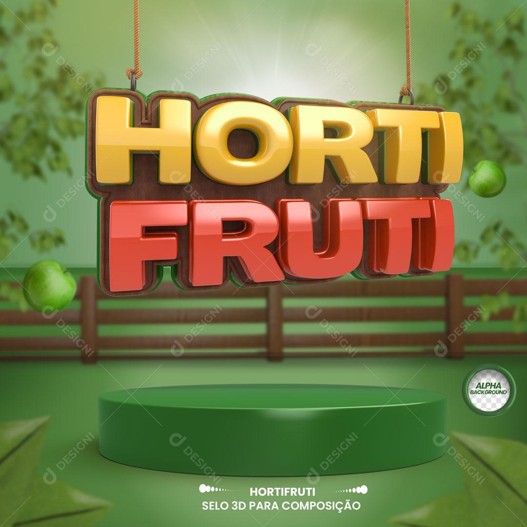 Hortifruti Selo 3D Pódio Para Composição PSD Editável