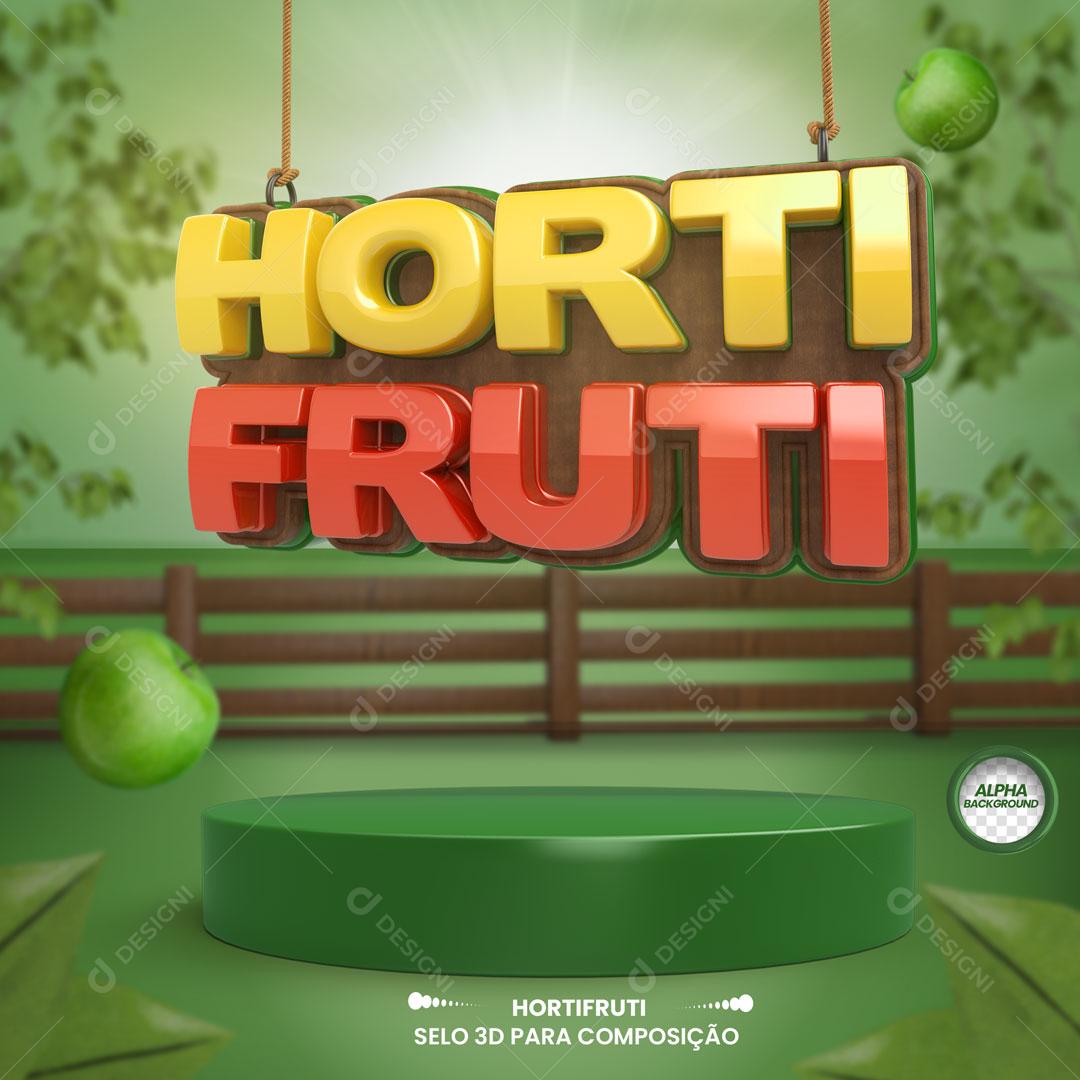 Hortifruti Selo 3D Pódio Para Composição PSD Editável