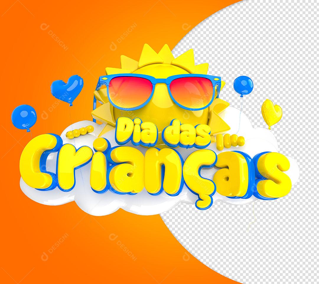 Dia das Crianças Selo 3D Para Composição PSD