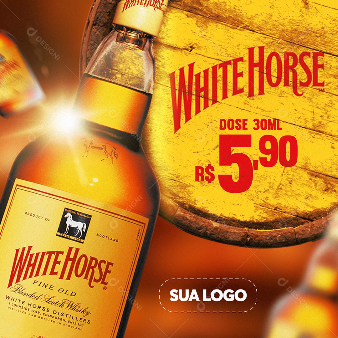 Post Feed Distribuidora Bebida White Horse Social Media PSD Editável