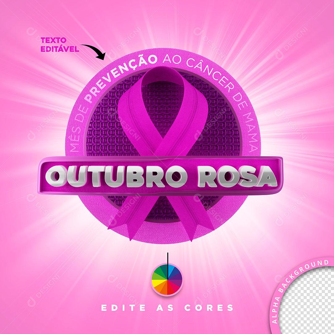 Outubro Rosa Selo 3D Para Composição PSD Editável