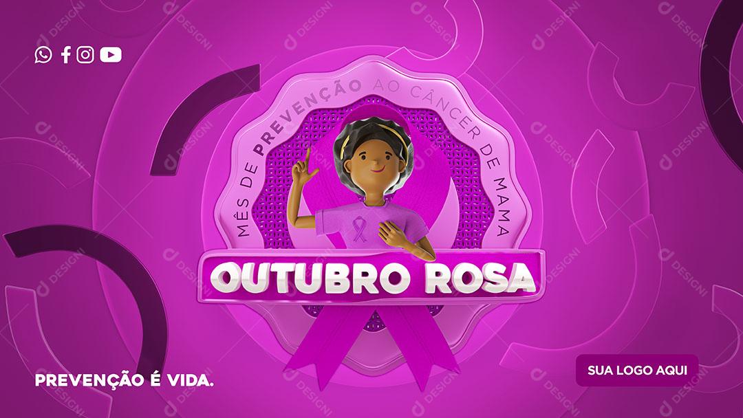 Post Banner Outubro Rosa Prevenção é Vida Social Media PSD Editável