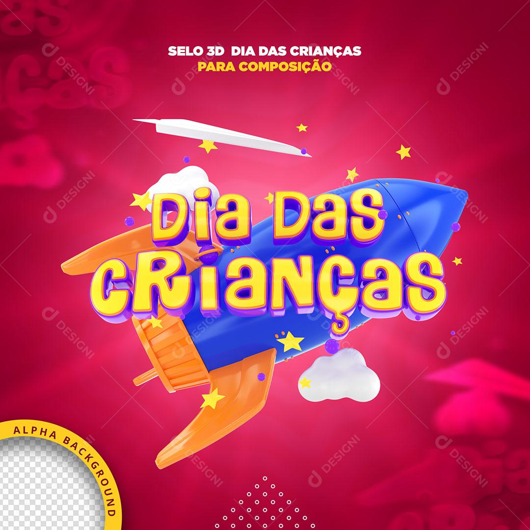 Dia das Crianças Selo 3D Para Composição PNG Transparente