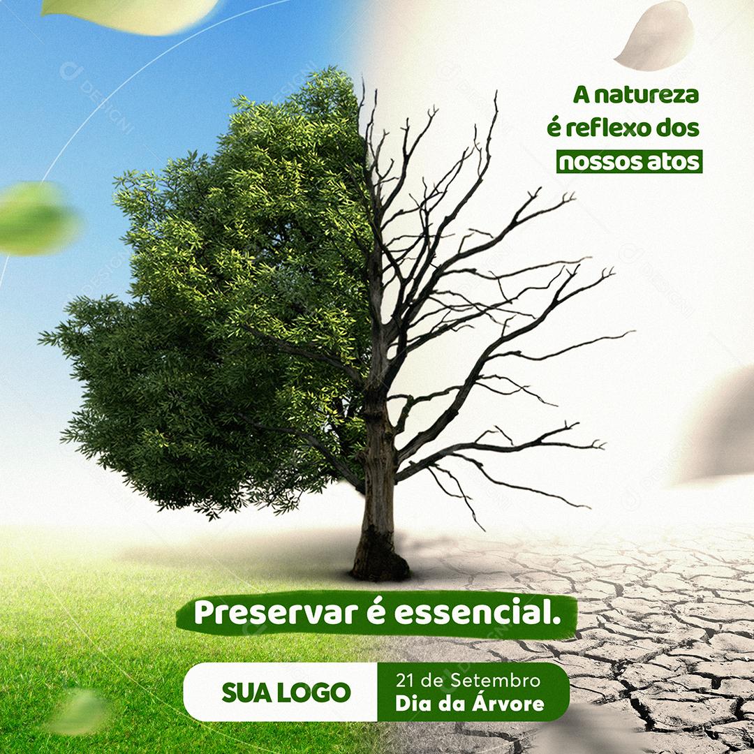 Post Feed Dia da Árvore Preservar é Essencial Social Media PSD Editável